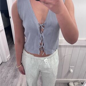 Abercrombie & Fitch Lace-Up Ribbed Tank - Light Purple